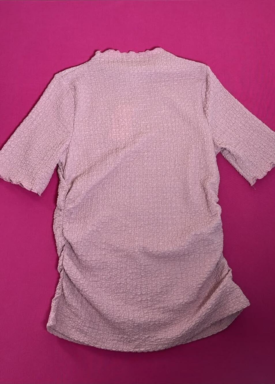 A New Day Pink Textured Long Sleeve Top Size S Crinkle Blouse Casual Chic